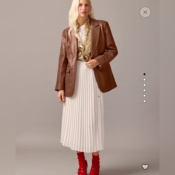 New $1200 J Crew Collection Limited Edition Leather Blazer Jacket Coat Brown NWT - Picture 5 of 9